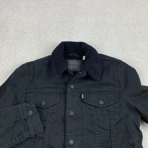 Levis Trucker Lined Denim Jacket Black Sherpa Fleece  Women's Size S